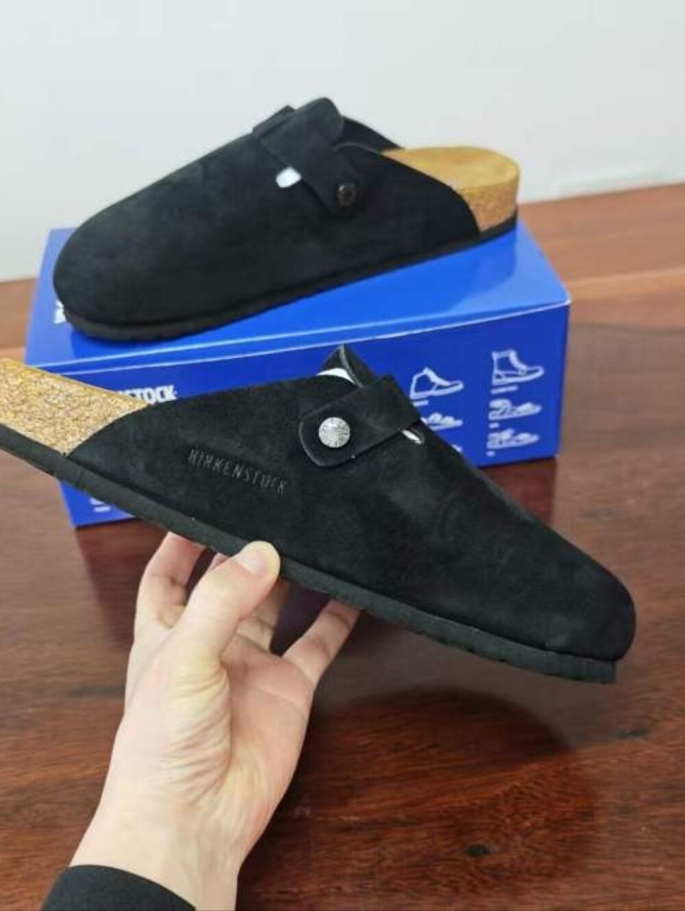 Men's Regular Width New With Box Black Birkenstock Boston Clog Slip On - Picture 2 of 4